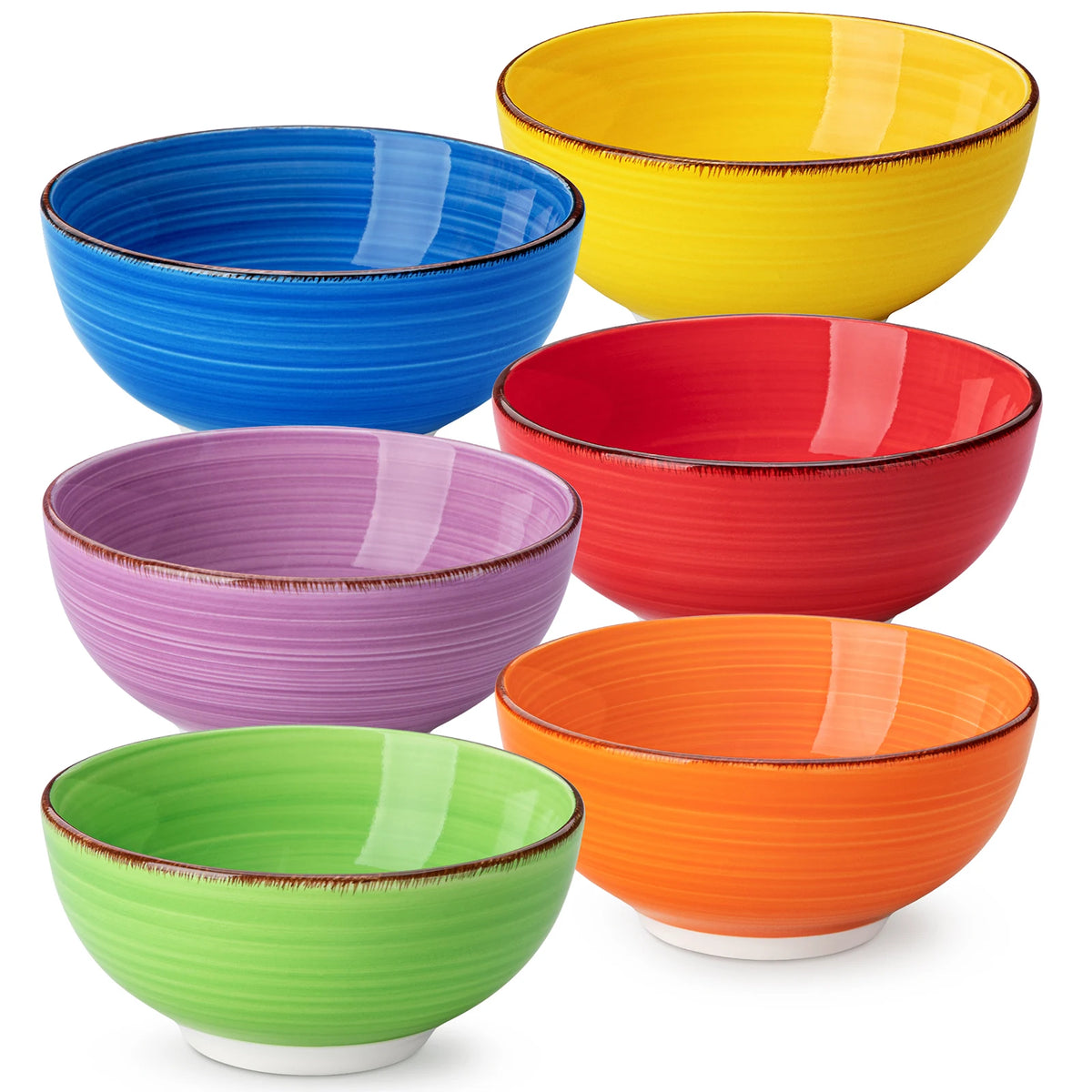 Vancasso Bonita 6-Piece 380ML/820ML Porcelain Vintage Handpainted Ceramic Soup/Mixing/Fruit/Noodle/Ramen Large Serving Bowl Set