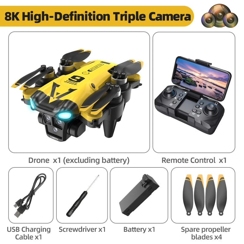 New B9 Pro RC Drone 4K 1080P Wide Angle Dual HD Camera Foldable Quadcopter WiFi FPV Altitude Hold, Long Endurance Drone - Equipped With Optical Flow Positioning And Dual High-definition Cameras, It Is The Perfect Gift For A
