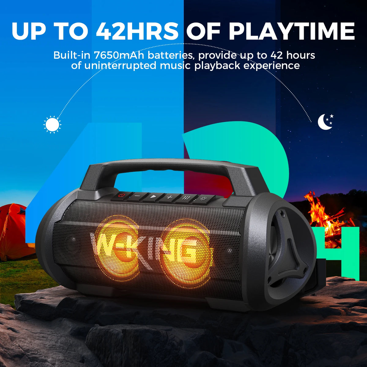 W-KING 70W RMS Bluetooth Portable Speaker, Speaker Wireless Loud IPX6 Waterproof Bluetooth Speakers with Subwoofer/Bass Boost