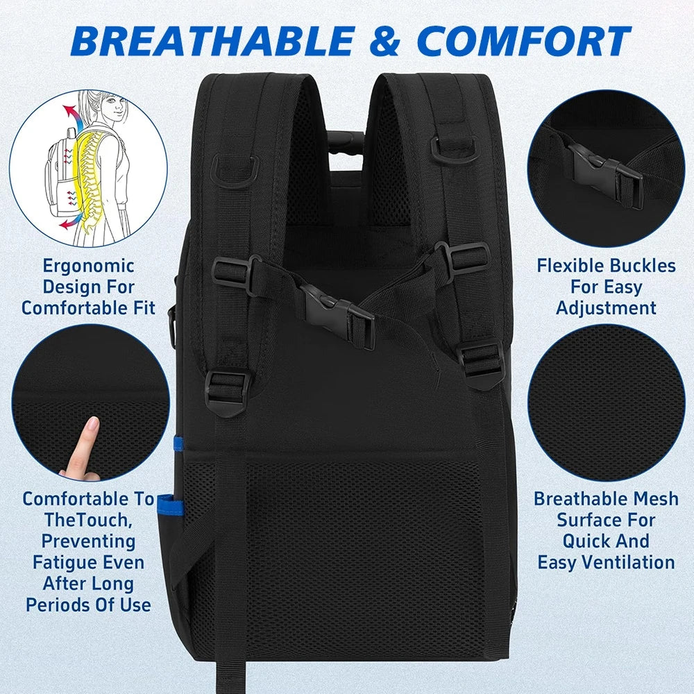 Heavy-Duty Zipper Tool Backpack with Premium YKK Zippers and Reinforced Stress Points.Crafted from Durable 900D Polyester with Padded Back Panel and Ergonomic Shoulder Straps.Internal Organizer Features 10 Tool Pouches and 6
