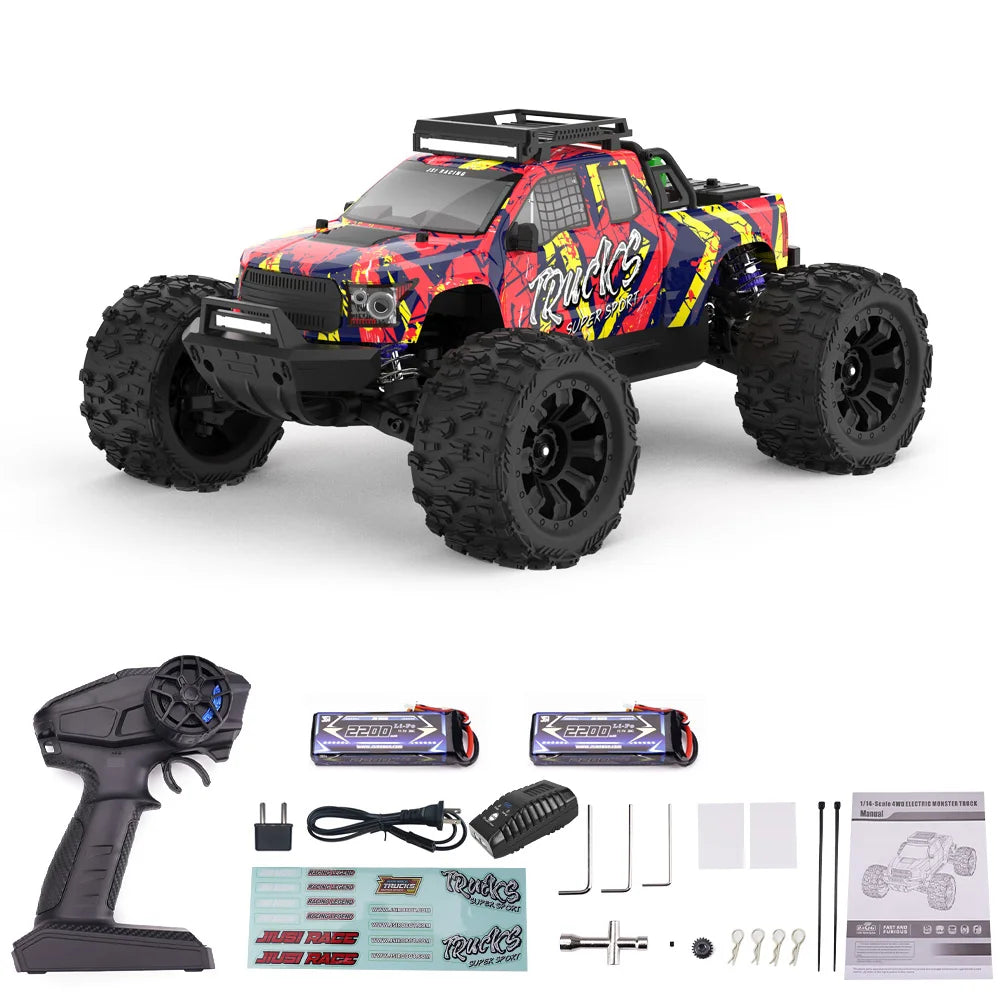Local Shipping From US JIUSI 1/14 4WD PT14R Rc Car 4x4 Off-Road Rc Truck Brushless 3600KV 80km/h High-Speed 2.4G Remote Control 3S 35C 2200mAh Toy Car Rc Cars For Adults