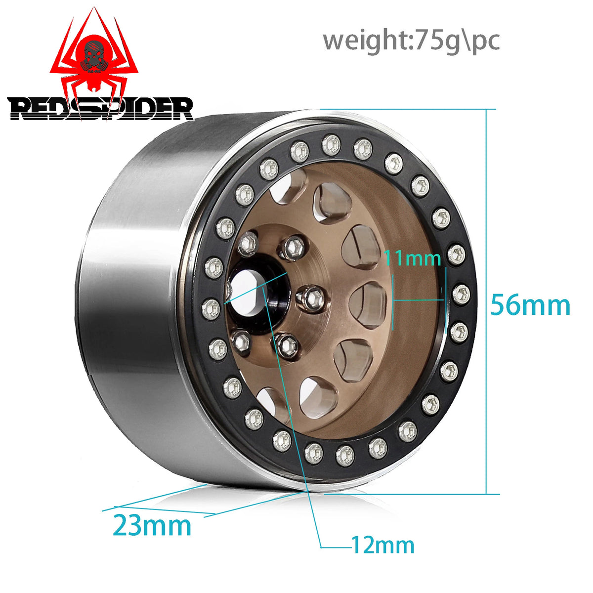 RED SPIDER 4Pcs Heavy 1.9Inch Beadlock Wheel Rim Hub for 1/10 RC Crawler Car TRX4 TRX6 Axial SCX10 III AXI03006 YK4082