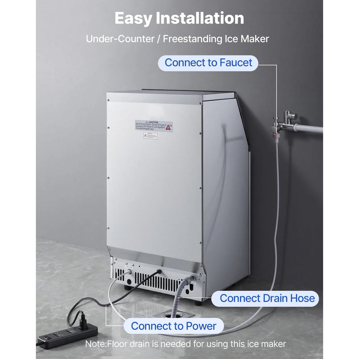 SucceBuy Commercial Ice Maker Machine 100 lbs/24h with 26 lbs Storage Capacity Built-in/Freestanding/Under Counter for Home Bar