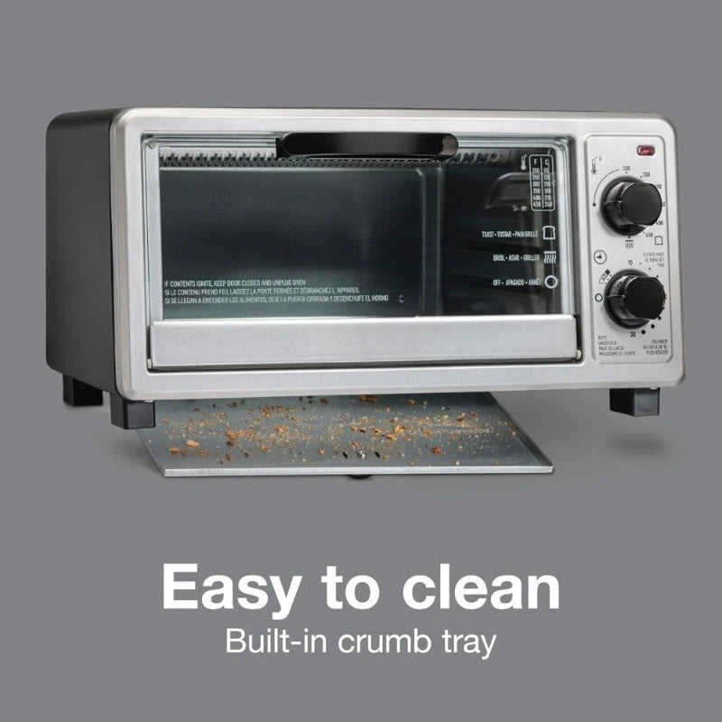 4 Slice Countertop Toaster Oven with Timer and Toast Function