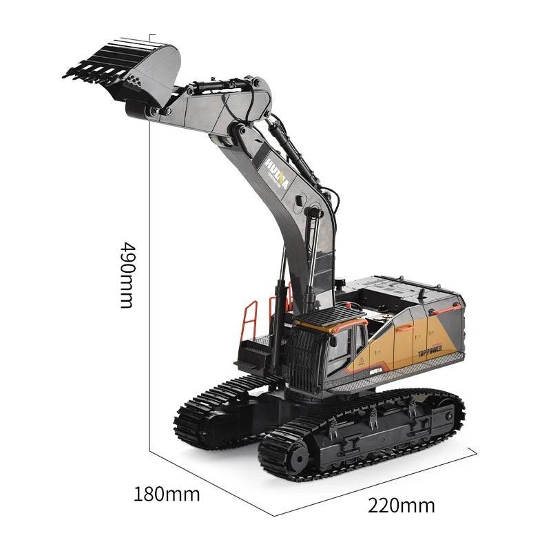 HUINA 1592 RC Excavator 22CH 1/14 Semi-Alloy Remote Control Engineering Crawler Tractor 2.4G Electric Excavator Toys for Kids