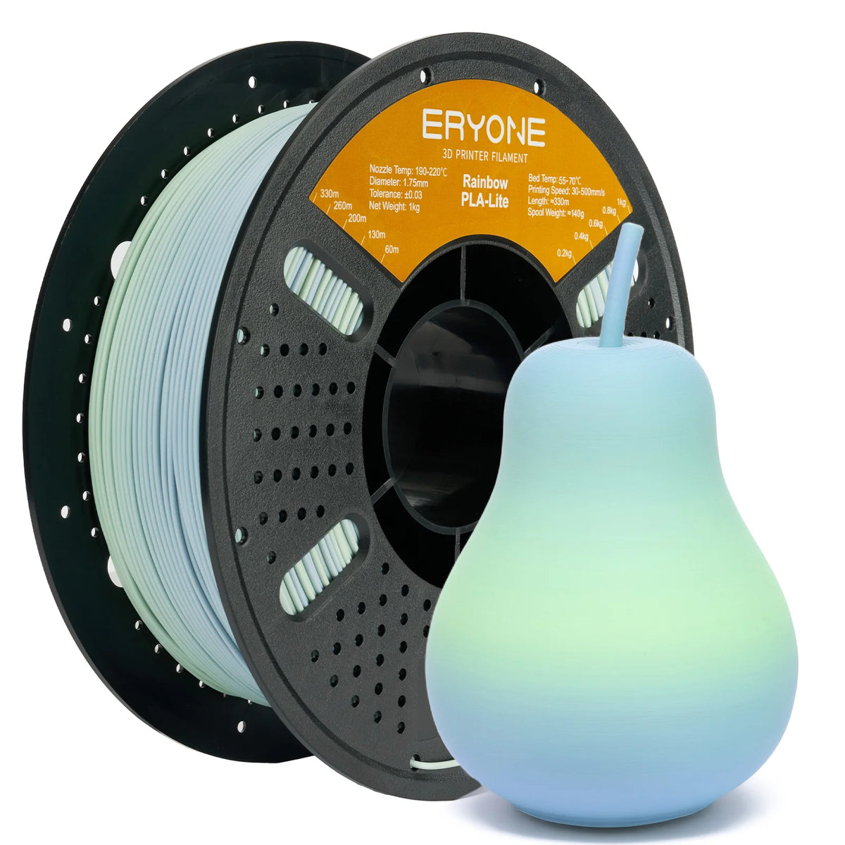 ERYONE 1KG PLA Lite Rainbow 3D Printer Filament, Changing Filament 1.75mm, Multicolor Gradient 1KG Spool Fit Most FDM Printers