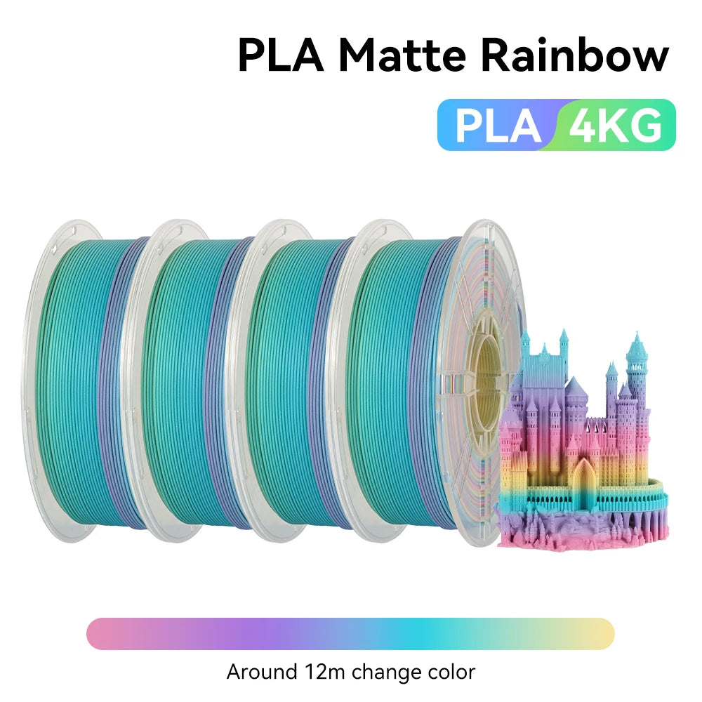 KINGROON 1kg 4kg Silk & Matt Rainbow PLA 3D Printer Filaments Liquid Light for 3D Printing 1.75mm
