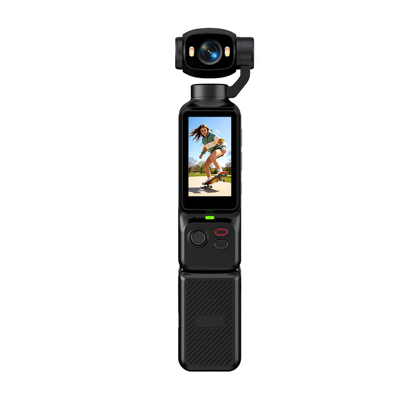 Lenovo 4K Handheld Gimbal Action Camera HD 180 Rotatable Lens Anti Shake Pocket Vlog Camera with Fill Light For Outdoor Sports