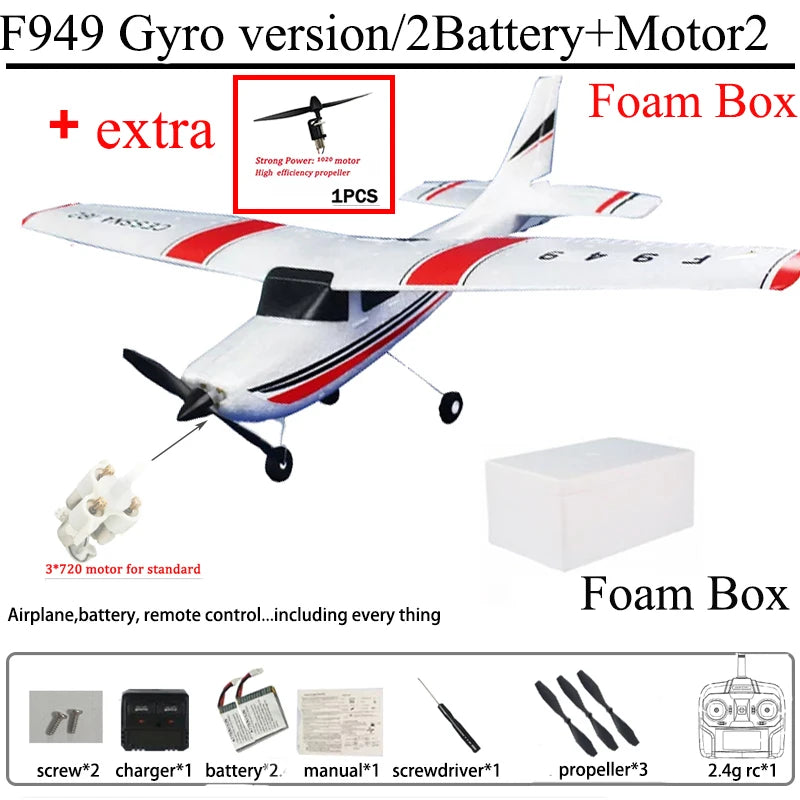 WLtoys F949 2.4G 3D6G 3Ch RC Airplane Fixed Wing Plane Outdoor Toys Drone RTF Upgrade Version Digital Servo F949S With Gyroscope