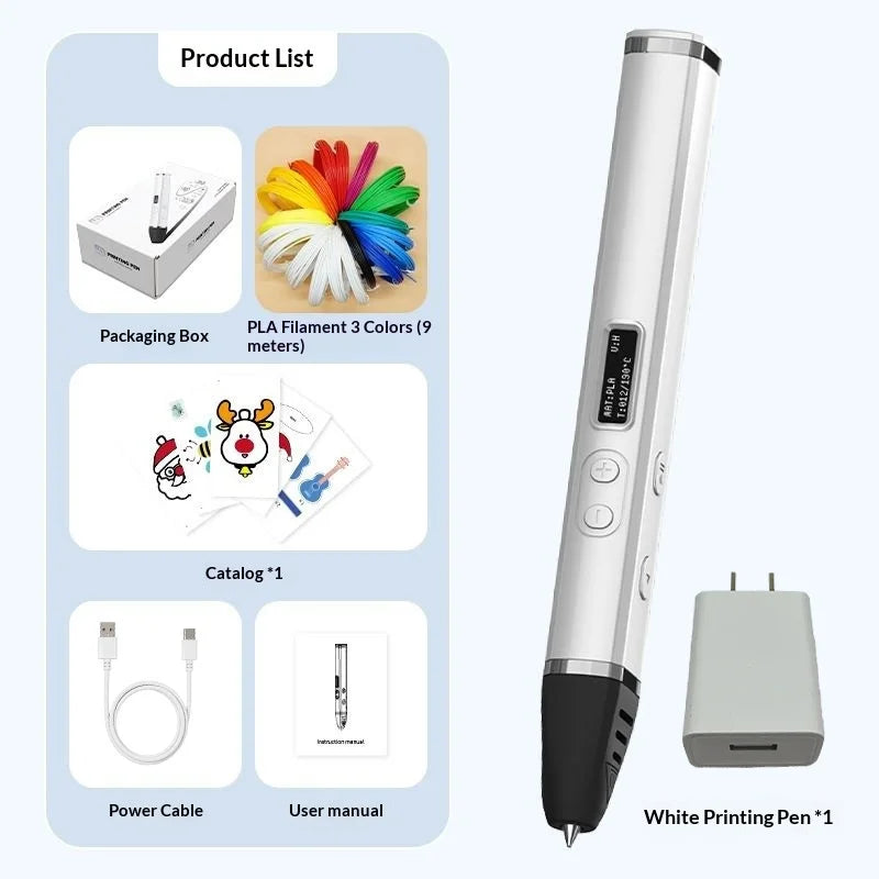 3D Printing Pen With Oled Display temperature Control And Fast Extrusion With PLA Filament For Doodling Making Holiday Presents