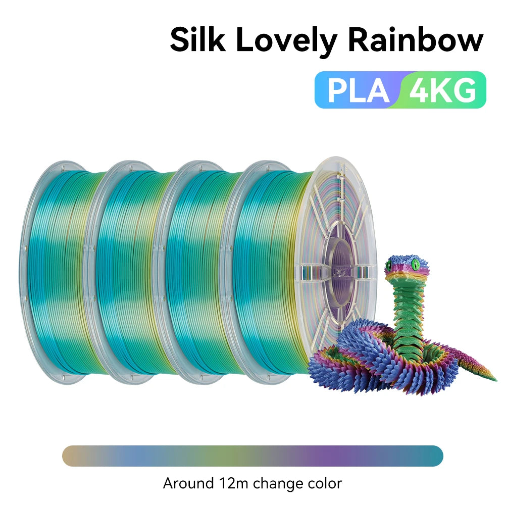 KINGROON 1kg 4kg Silk & Matt Rainbow PLA 3D Printer Filaments Liquid Light for 3D Printing 1.75mm