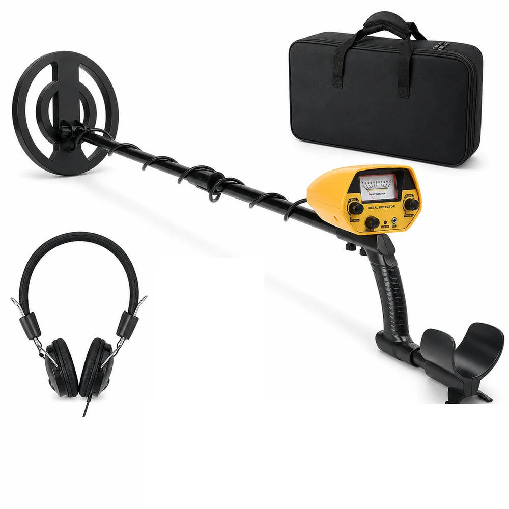 Metal Detector Kit for Adults Waterproof Search Coil Adjustable Stem Gold Coin Jewelry Treasure Finder with Headphones Carry Bag Analog Meter or Digital LCD for Beach Park Field Camping Outdoor Use
