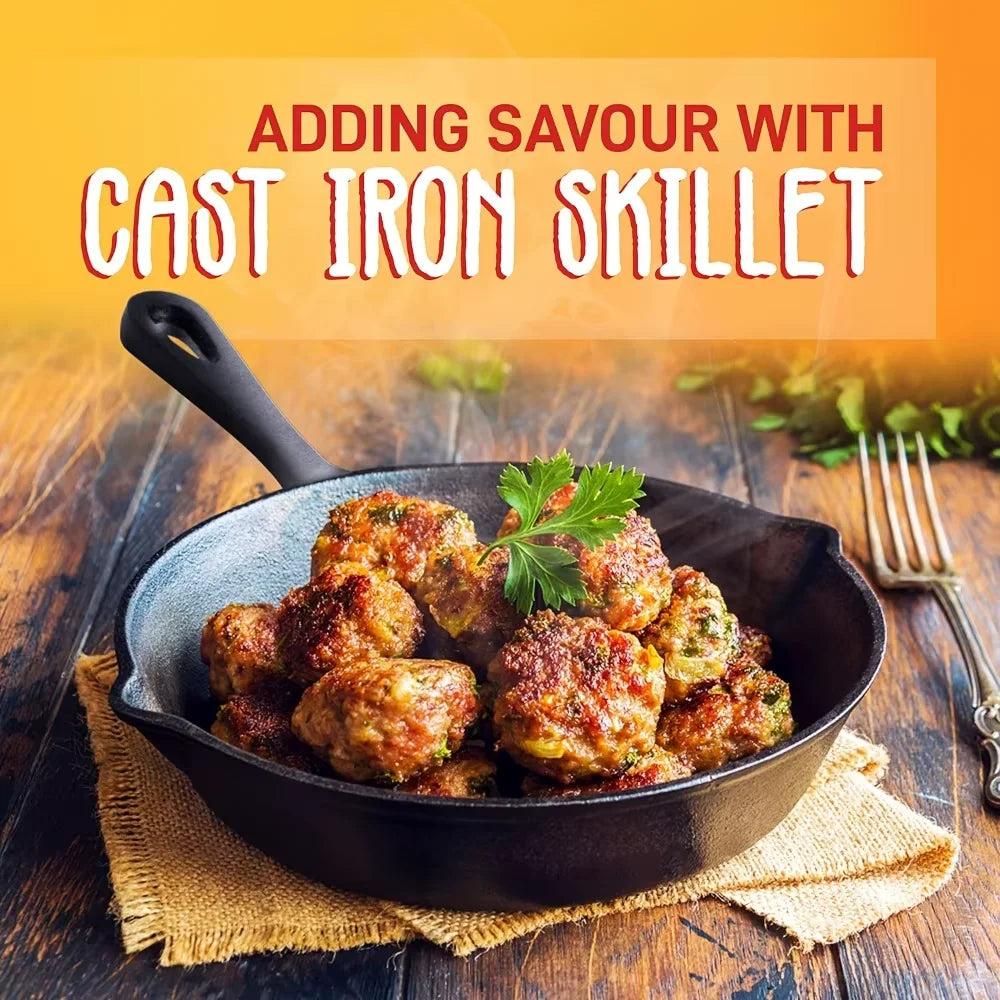 3PCS Cast Iron Skillet Set 6/8/10 Inch, Pre-Seasoned Heavy Duty Frying Pans for Kitchen, Oven, Grill & Campfire Cooking