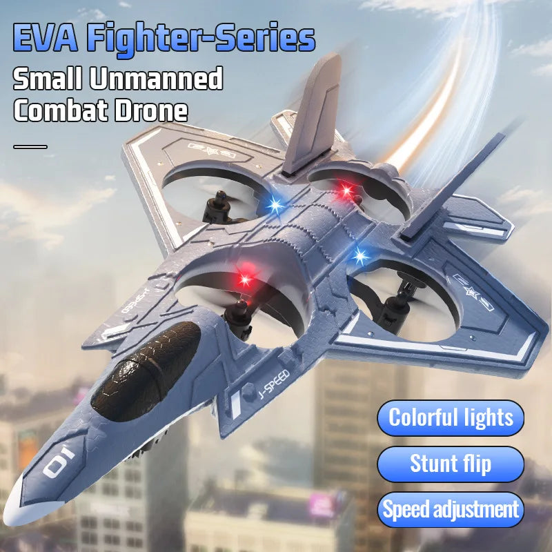 JJRC Eva Small Unmanned Foam Fighter Colorful Led Lights Stunt Flying Remote Control Aircraft Toy Boy Gift