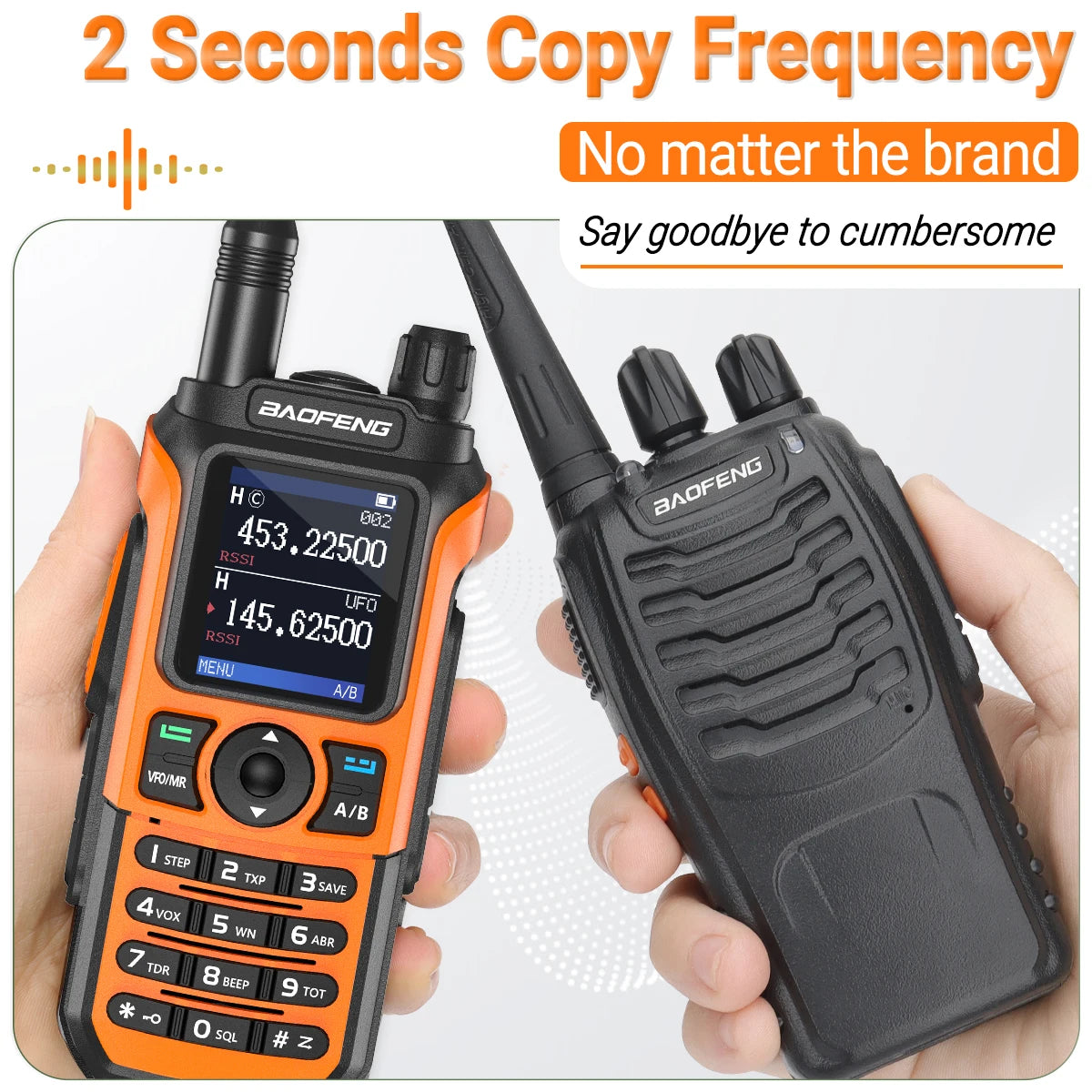 2x Baofeng UV-21 PRO Walkie Talkie Long Range Wireless Copy Frequency Type-C Charger Tri band Powerful Waterproof Two Way Radio