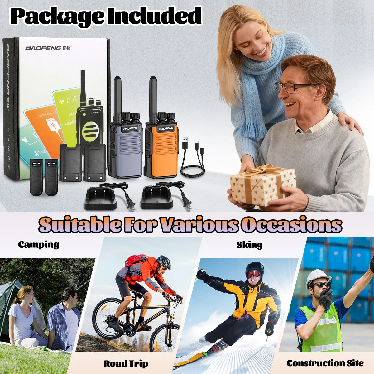 2PCS Baofeng BF-V8 Mini Walkie Talkie PMR Legal Frequency Wireless Copy VOX Portable Two Way Radio For Outdoor Camping Hiking