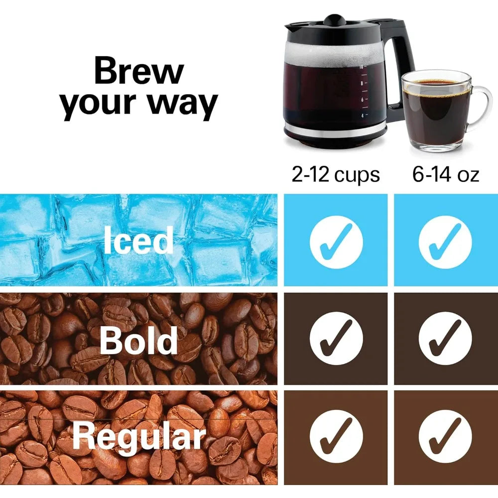 Hamilton Beach 2-Way 12 Cup Programmable Drip Hot and Iced Coffee Maker & Single Serve Coffee Machine
