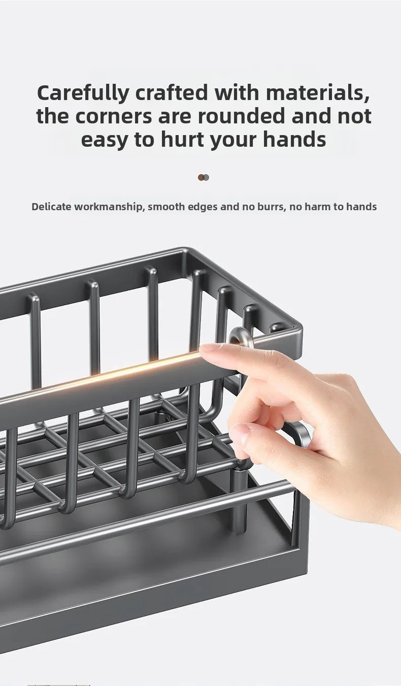 Kitchen Sink Sponge Holder, Multifunctional Countertop Storage Organizer Basket, Household Sink Caddy for Rag, Dishcloth, Bathroom Vanity Table Drainage Rack
