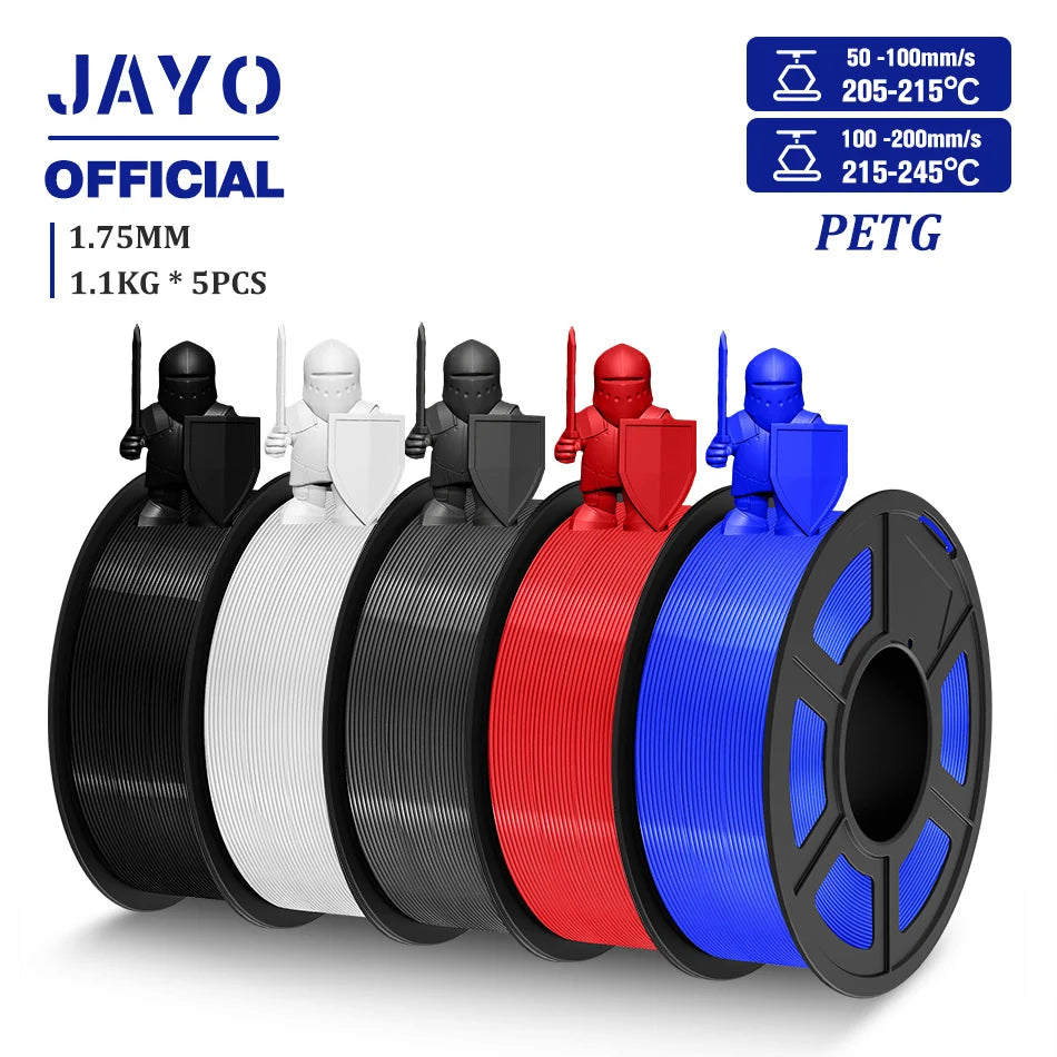 JAYO 5 Rolls 3D Filament PLA/PLA META/PETG/SILK PLA+/Wood/PLA Marblel/ APLA 1.75mm1.1KG 3D Printer Filament for FDM Muticolor