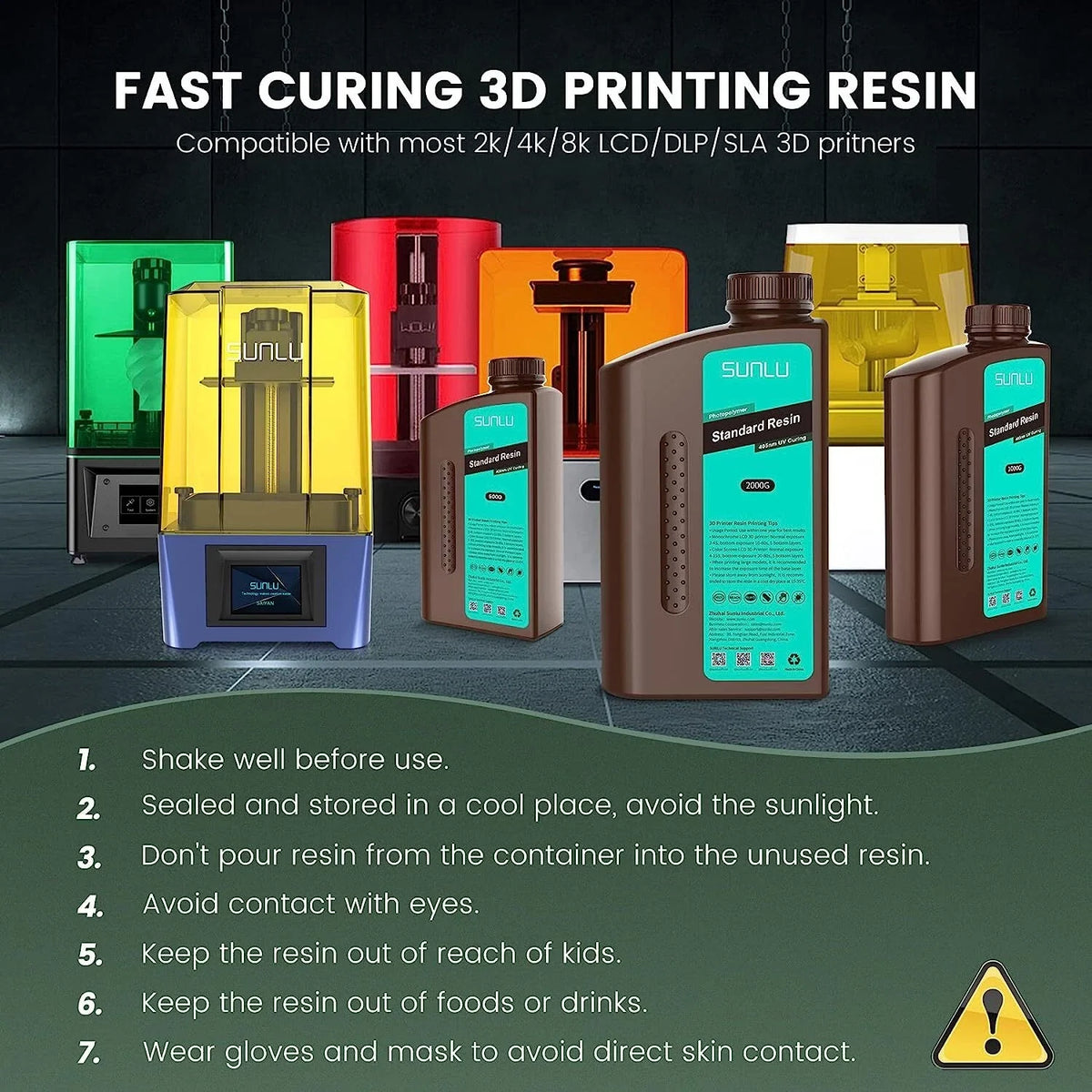 SUNLU Standard Photosensitive Resin for 3D Printing - Low Odor,High Precision,Easy to Use,Great for Beginners,Cost-Effective