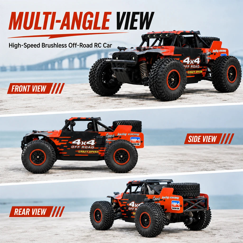 ZNLYRION RC Monster SG202MAX Scale1:16 Truck 4WD Brushless 55KM/H 2.4G Remote Control Off-Road Car with LED Lights for Boys Adults