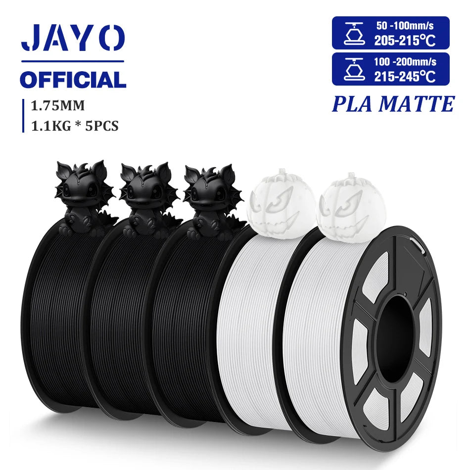 JAYO 3D Filament PLA/PLA META/PETG/SILK PLA+/Wood/PLA Marblel/ APLA 1.75mm 5Roll 1.1KG/0.5KG 3D Printer Filament for 3D Printer