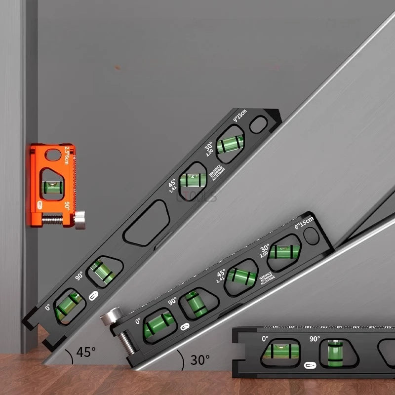 High-precision Strong Magnetism Bubble Level Solid Cast Aluminum Construction Spirit Level V-Groove & Magnet Track Angle Finder