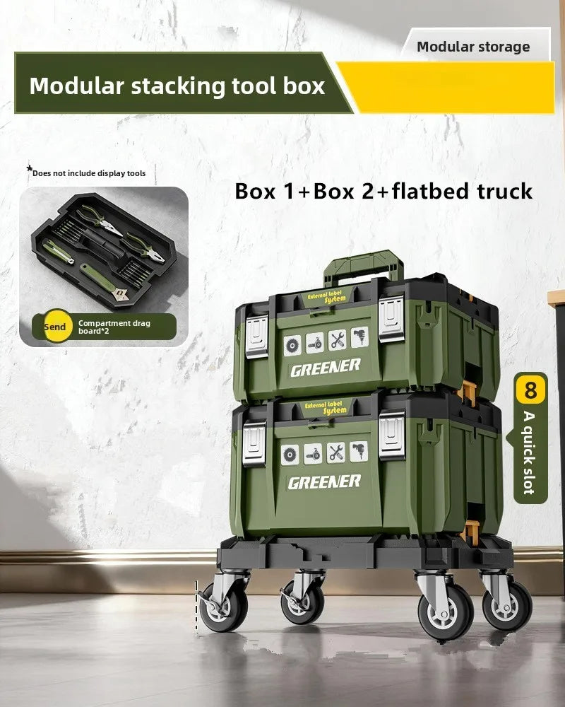 Multi Functional Large Capacity Stackable Toolbox Set, Large Hardware Widened Storage Box