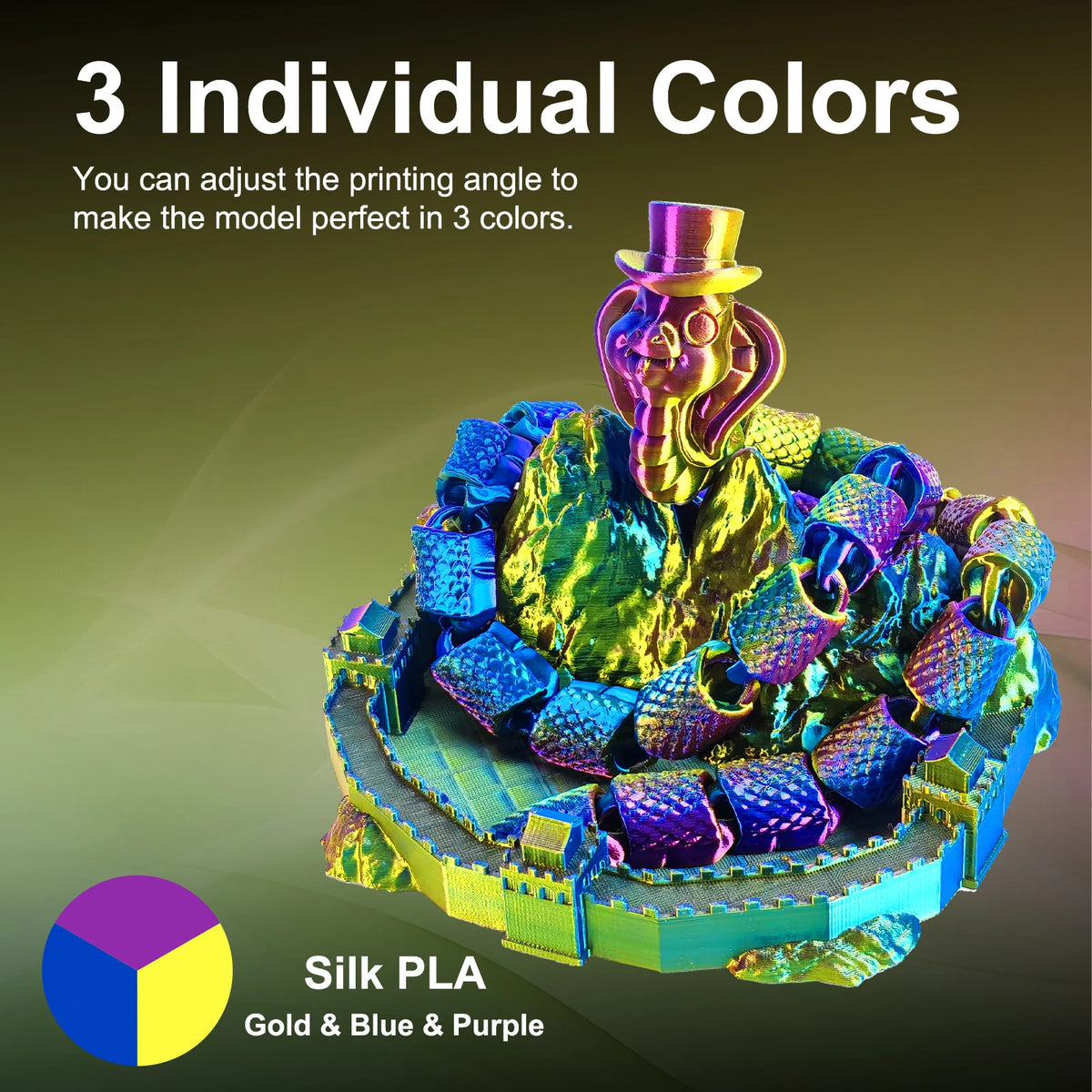 ERYONE 10KG Triple Color Silk PLA Premium Filament 3D Print Big Sale,Multicolor Available,1KG per Spool