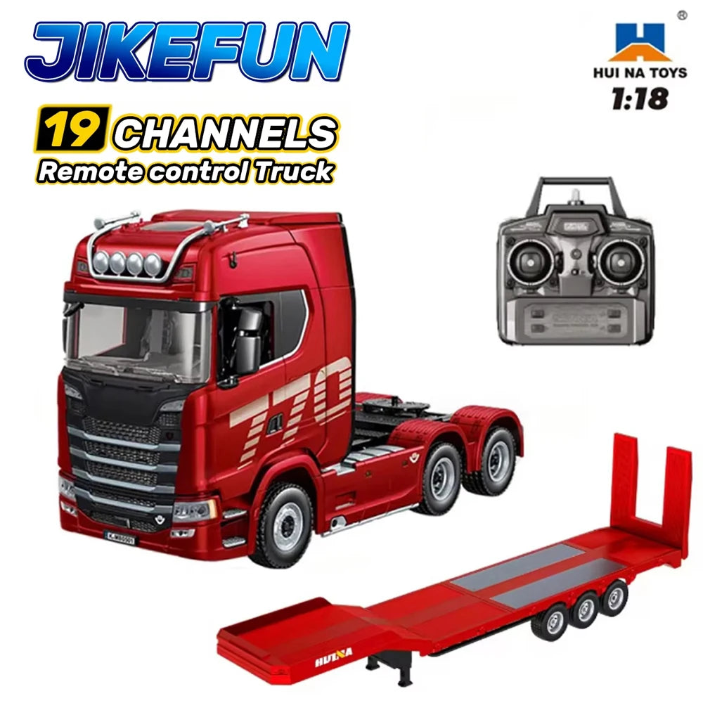 HUINA 1501 1/18 RC Truck 19CH 770S Alloy Tractor 2.4G Remote Control Engineering Trailer Truck with Light and Sound Toys