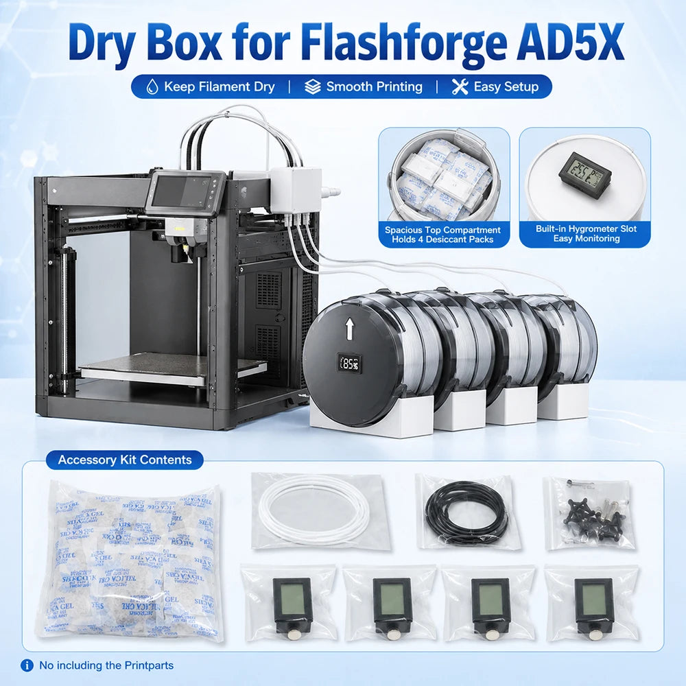 For FlashForge AD5X Filament Dry Box Environment for Drying Filaments to Improve Print Quality Kit For AD5X