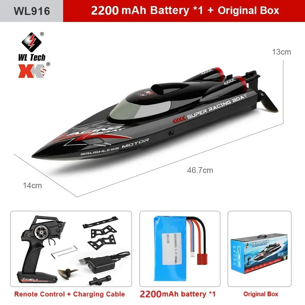 WLtoys WL916 WL912-A RC Boat 2.4Ghz 55KM/H Brushless High Speed Racing Ship Remote Control Speedboat Toys For Adults