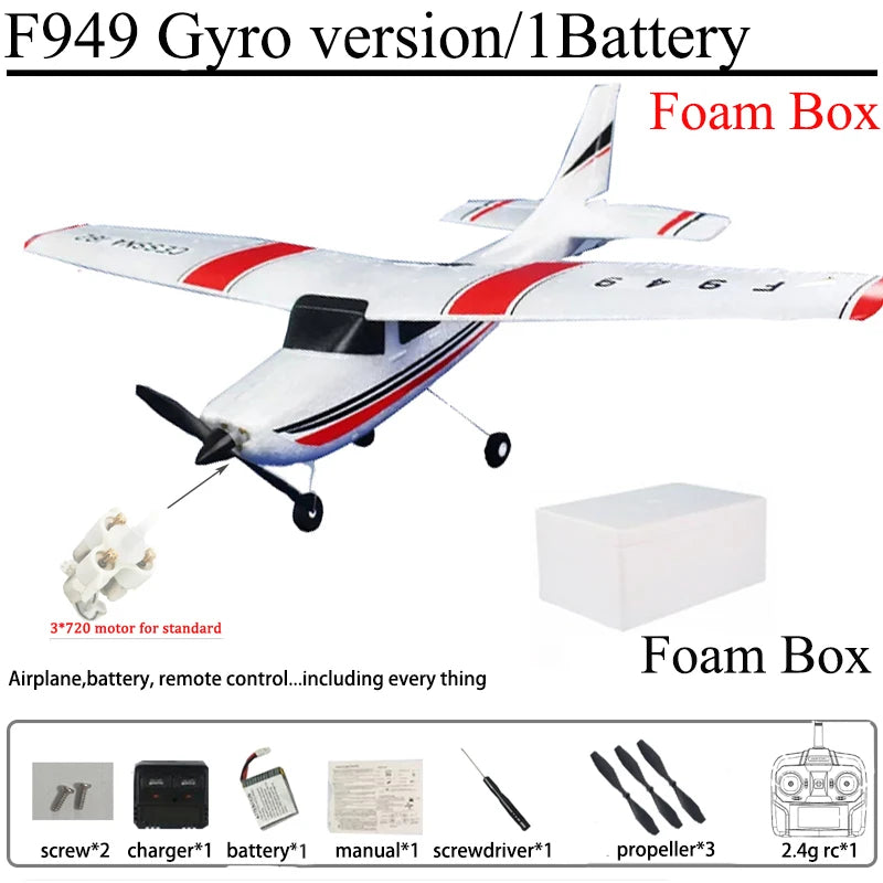 WLtoys F949 2.4G 3D6G 3Ch RC Airplane Fixed Wing Plane Outdoor Toys Drone RTF Upgrade Version Digital Servo F949S With Gyroscope