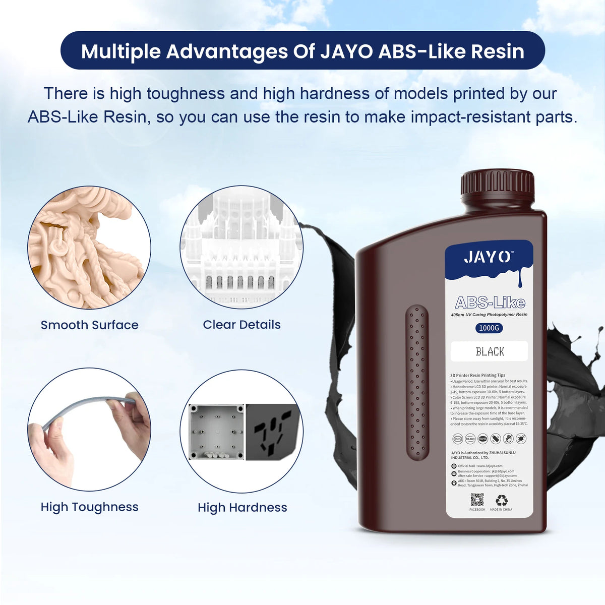 JAYO impresora 3d resina Standard/Water Washab/ABS-Like/PA-Like10KG UV Photopolymer Resin Liquid 405nm For LCD 3D Printer