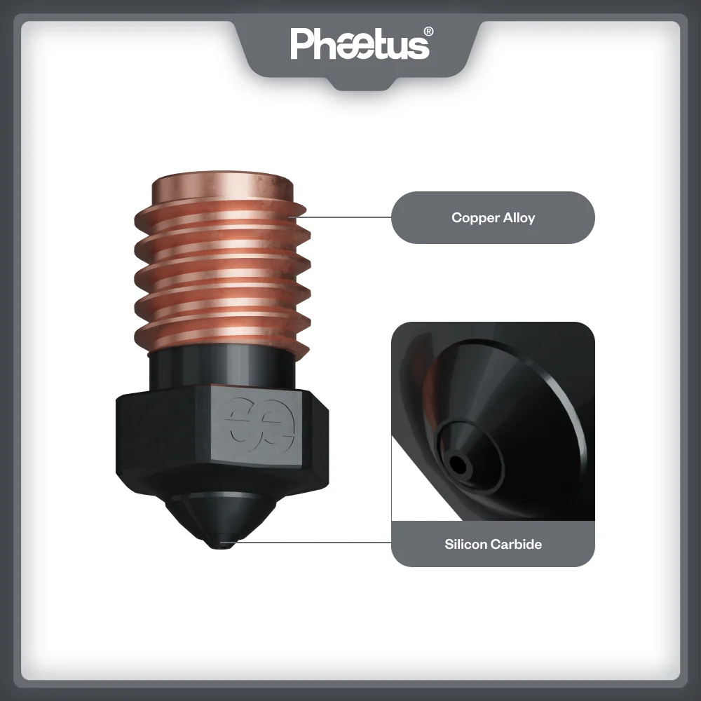 Phaetus Silicon Carbide V6 Nozzle Durable Reduce Stick For 3D Printer Accessories Nozzles M6 Prusa Voron VzBoT Hotend