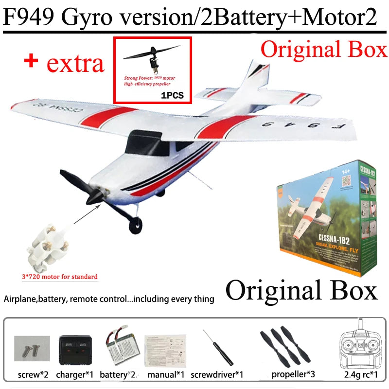 WLtoys F949 2.4G 3D6G 3Ch RC Airplane Fixed Wing Plane Outdoor Toys Drone RTF Upgrade Version Digital Servo F949S With Gyroscope