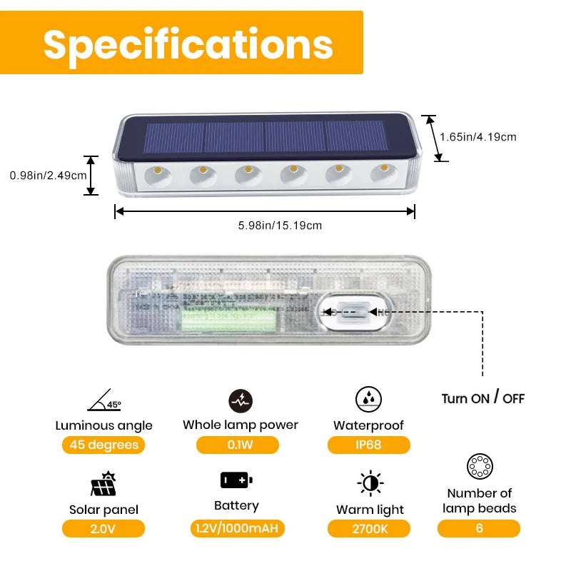 Solar LED Step Lamp Stair Lights Outdoor IP68 Waterproof Solar Light With Lens Anti-theft Design Decor Lighting For Garden Deck