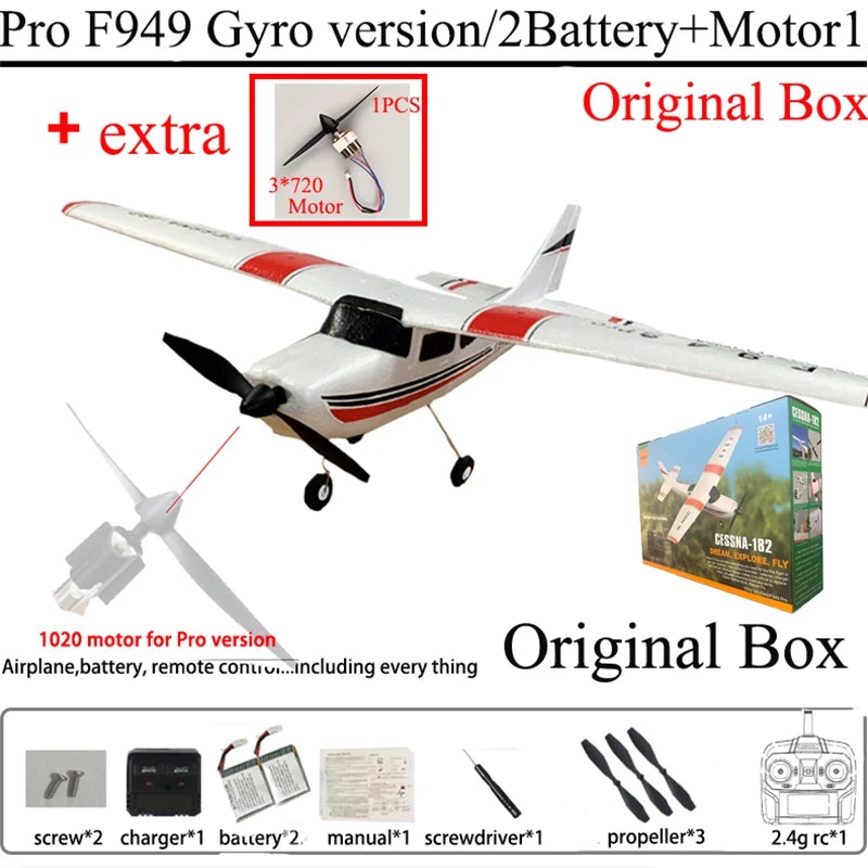 WLtoys F949 2.4G 3D6G 3Ch RC Airplane Fixed Wing Plane Outdoor Toys Drone RTF Upgrade Version Digital Servo F949S With Gyroscope