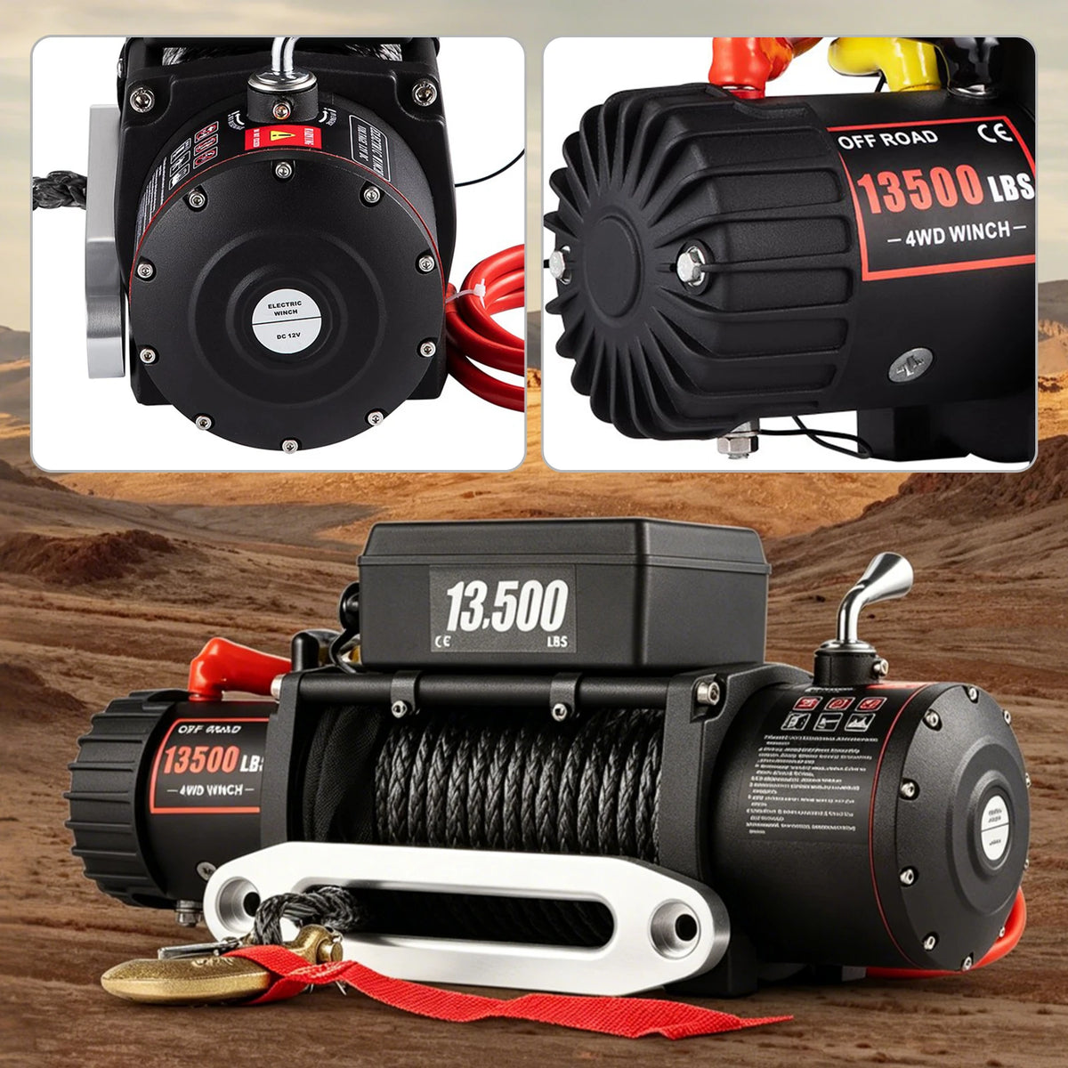 SIHAO Vevor 13500lbs ATV/UTV Electric Winch 12V with 27M/92FT IP67 Waterproof Lifting Hoist for 4X4 Car Trailer ATV Truck Remote Control for Towing Off-Road SUV 8