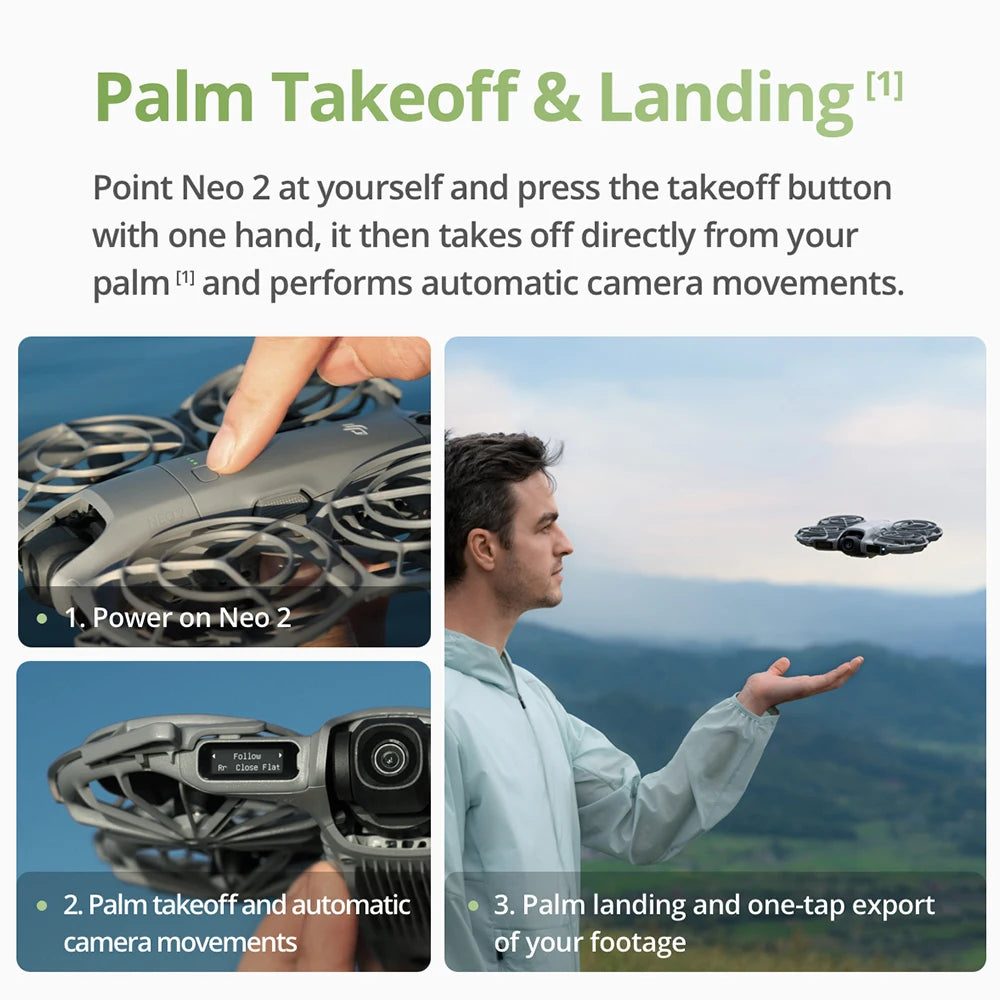 DJI Neo 2 Drones with a Camera - 151g Lightweight UAV, Drone 4K Professional 100FPS Camera, Palm Takeoff & Gesture Control, ActiveTrack for Cycling, Omnidirectional Obstacle Avoidance