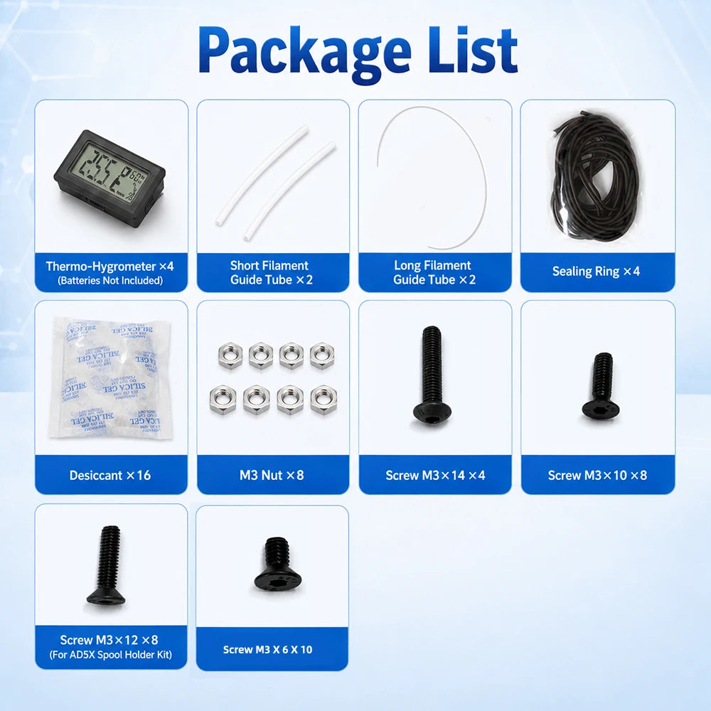 For FlashForge AD5X Filament Dry Box Environment for Drying Filaments to Improve Print Quality Kit For AD5X