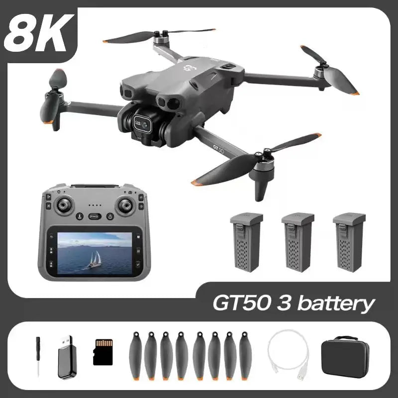 Original GT50 Drone FPV 8K Professional 4K HD Dual Camera WIFI Light Flow Brushless Motor Obstacle Avoidance Quadcopter kid Toys