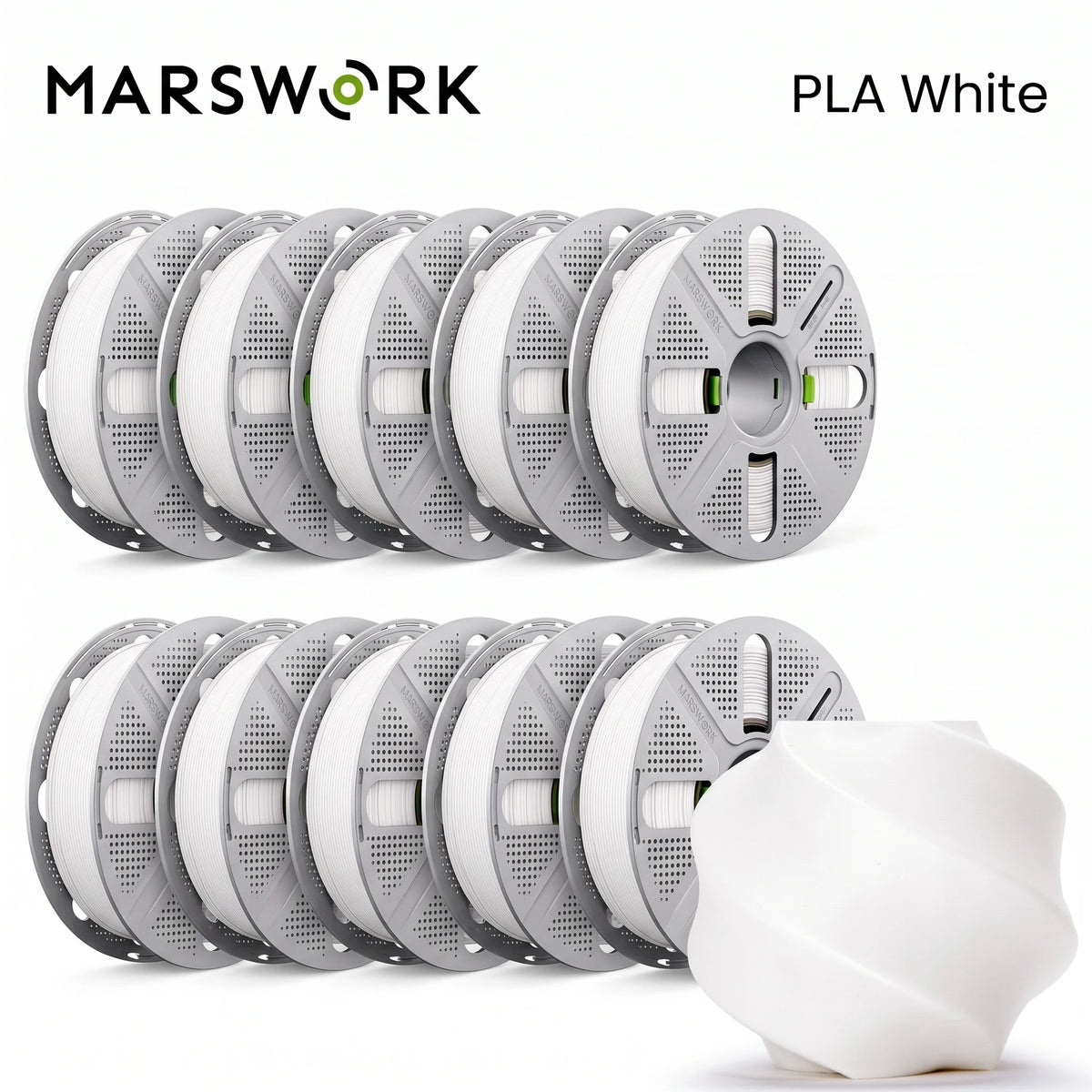MarsWork Reusable Filament Double-finger pressing design Fit AMS recognition of Bambu Lab Printers PLA Basic 2.0 10kg 1.75mm Filament 1roll/1kg (2.2lbs)