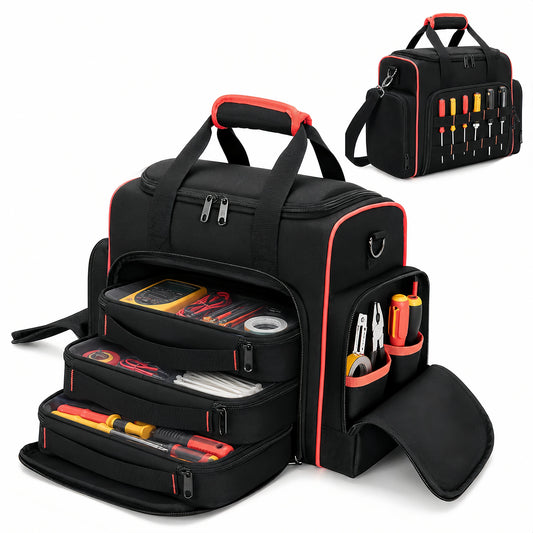 `16 Inch Rolling Tool Bag with Wheels, 33L Waterproof Tool Tote with Extendable Handle for Electrician Carpenter Mechanic`