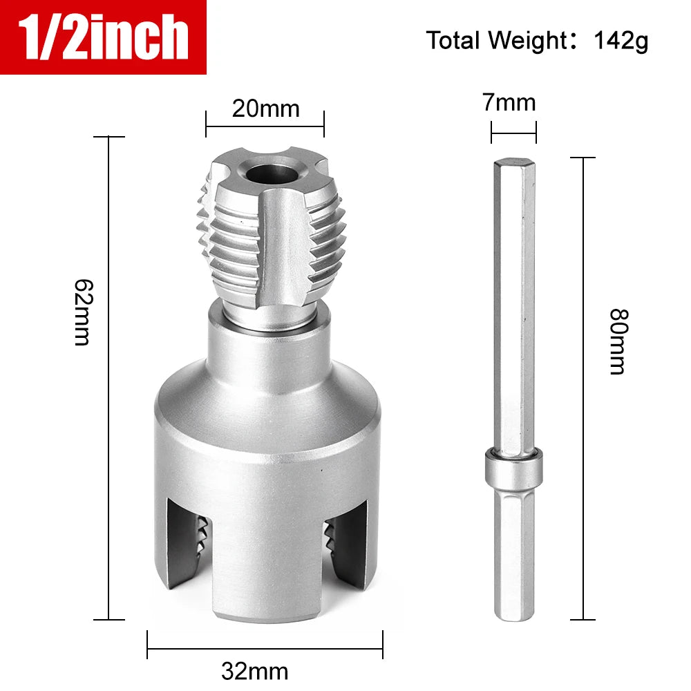 DN15/20/25 Pipe Threading Tool Hex Shank Die Internal External Threads 1/2&3/4&1 INCH Water Pipes PPR PVC MPP Detachable