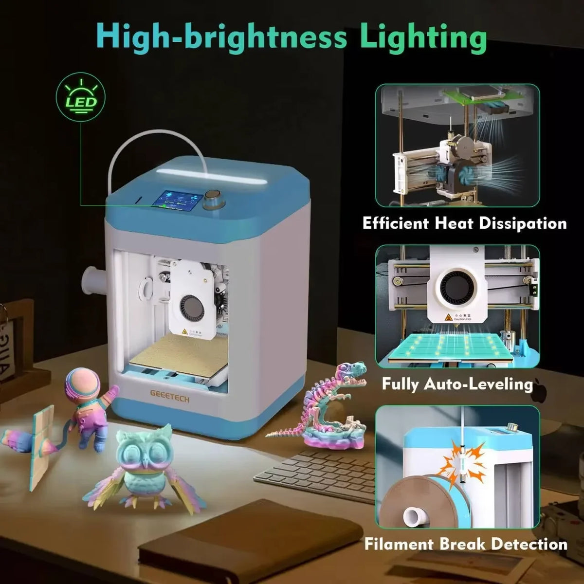 Geeetech M1S 3D Printer Fully Auto Leveling Desktop 3D Printer High Precision Quiet Printing