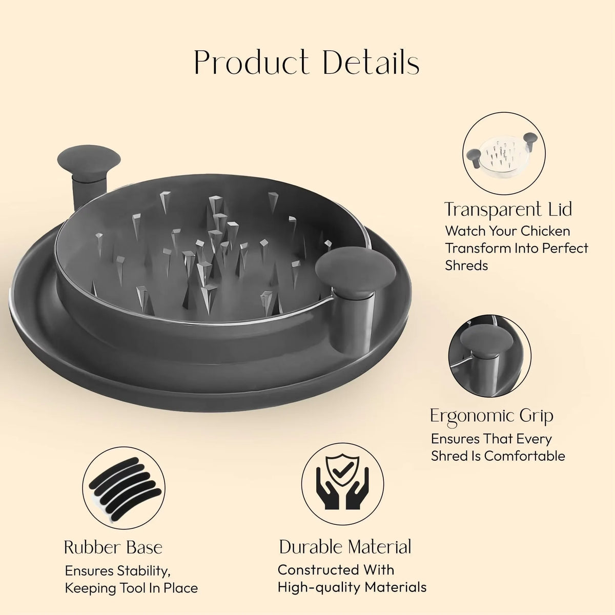 Chicken Shredder Non-Slip Meat Grinders For Pork Beef Cooked Chicken Breasts Vegetable Kitchen Tool Ergonomic Handle Shredder