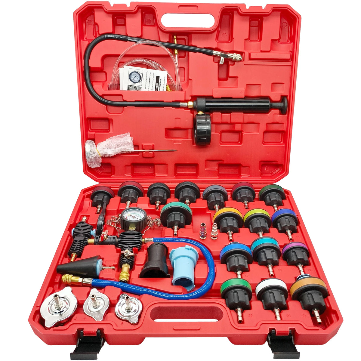 14/28Pcs Universal Radiator Pressure Tester Set Vacuum Type Cooling System Tester Water Tank Leak Detection Detector Tool