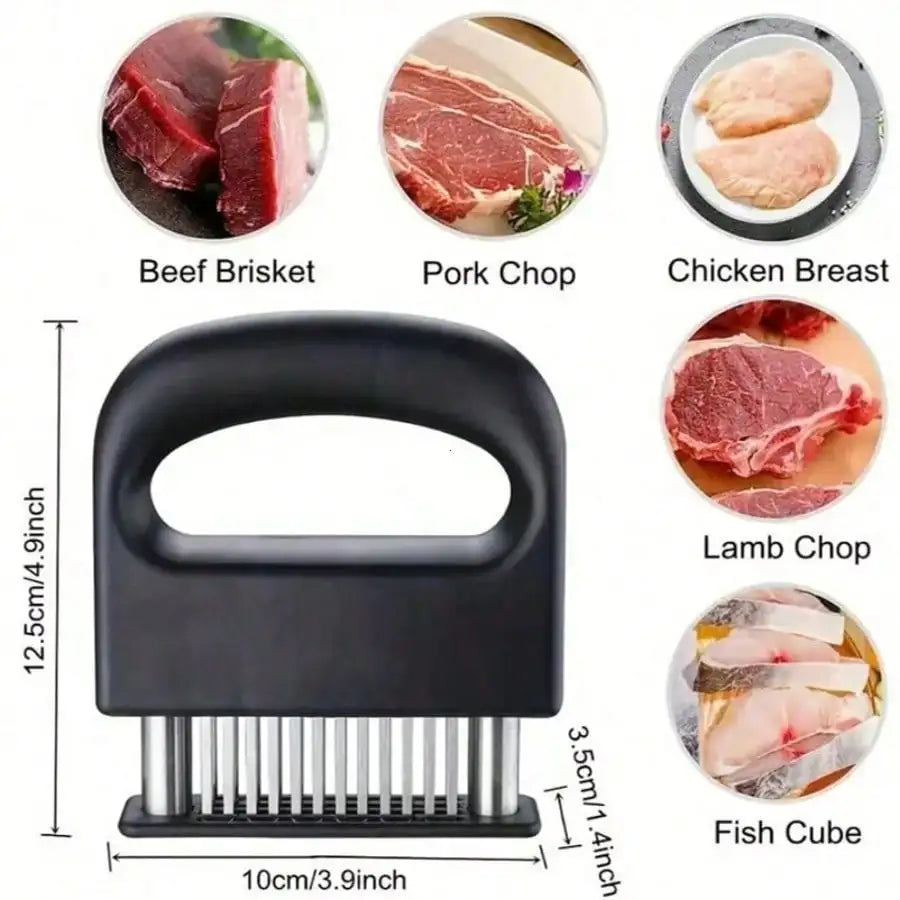 Meat Tenderizer Steak Tool, 48 Stainless Steel Ultra Sharp Needle Blades Meat Tenderizer Stapler For Tenderizing Steak/Beef/Pork/Turkey/Fish/Poultry/Veal Marinade.