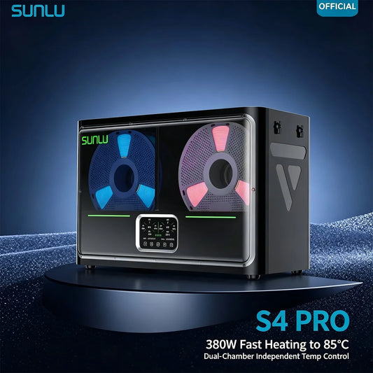 SUNLU S4 Pro Dual Chamber Filament Dryer 45-85℃ Independent Heat Annealing Auto Humidity 4 Spools for ABS PLA PETG PA Filament